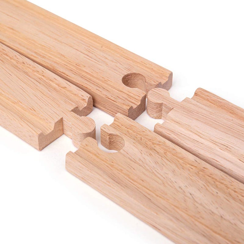 بيجيجز ريل Bigjigs Rail Long Straights (عبوة من 4 قطع) - العلامات التجارية الرئيسية الأخرى للسكك الحديدية الخشبية متوافقة - Image 4